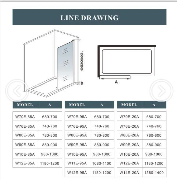 Walk in Wet Room Shower screen Easyclean glass 185/195/200cm - Image 7